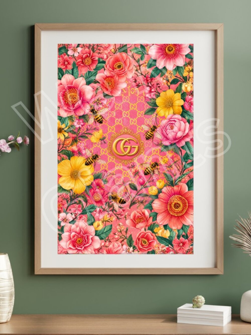 Gucci Floral and Bee 11x7 Art Print